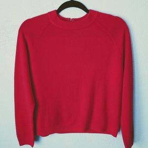 Vintage Cherry Red Crewneck Sweater 1/4 Zip Back